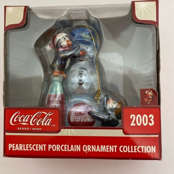 Coca-Cola 2003 Multicolor Pearlescent Porcelain Ornament Collection OS NWOT - Picture 1 of 7